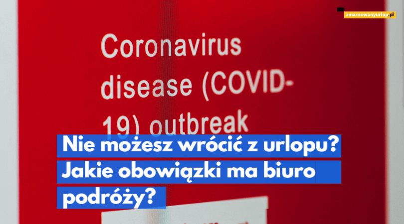 czerwona plakietka z napisem informujacym o wybuchu epidemii koronawirusa ilustracja wpisu blogowego na temat przypadków koronawirusa w hotelu i przymusowej kwarantanny obejmujacej turystów